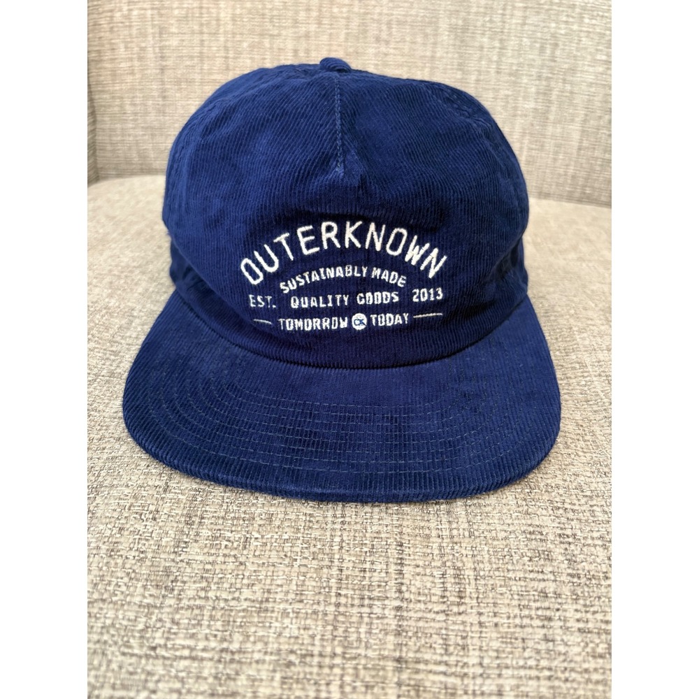 Outerknown Navy Blue Corduroy Snapback Hat Organic Cotton Sustainable Cap OS